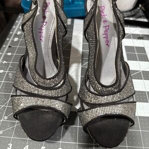 Pink and pepper platform heels